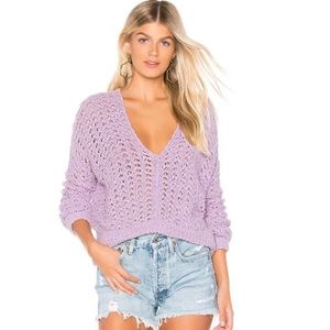 Free People Best Of You V Neck Sweater in Purple Moon